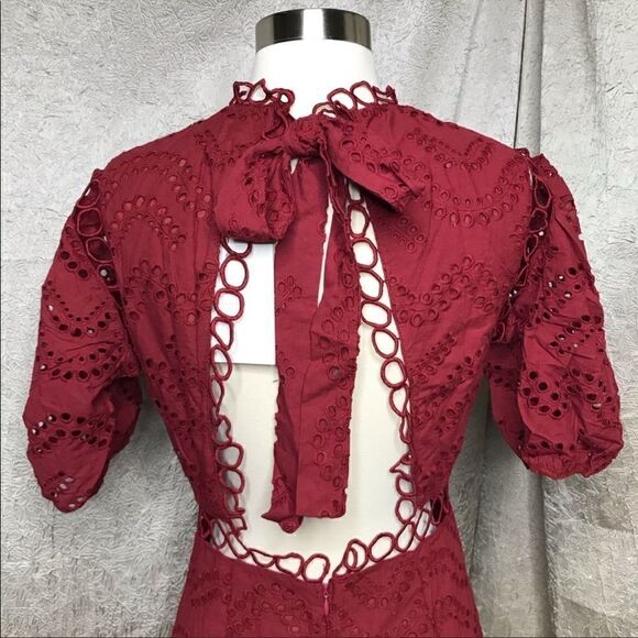 Avantlook Red Puff Sleeve Lace Dress - NWT! - Picture 2 of 9